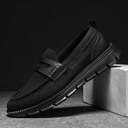 Mesh Penny Loafers With Leather Trim - Harren Cole