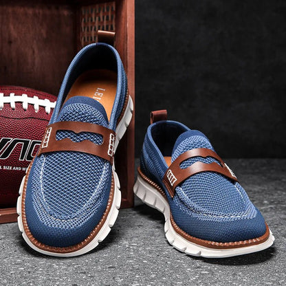Mesh Penny Loafers With Leather Trim - Harren Cole