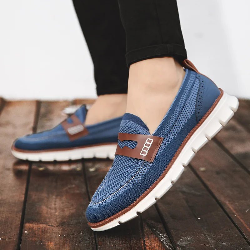 Mesh Penny Loafers With Leather Trim - Harren Cole