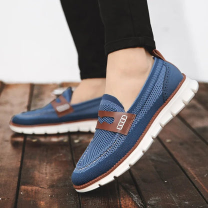 Mesh Penny Loafers With Leather Trim - Harren Cole