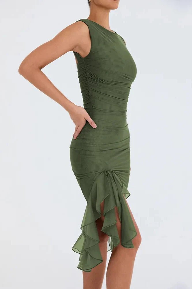 Midi - Kleid mit Rüschen für Damen - Livezo