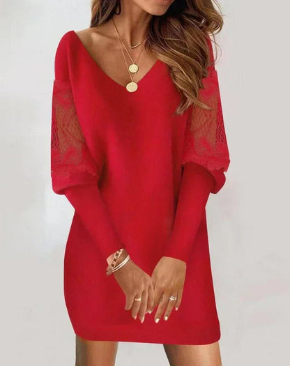 Myrov | Elegantes Patchwork - Kleid mit langen Ärmeln - Livezo