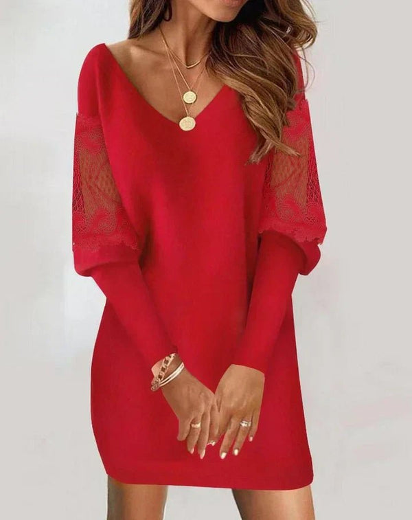 Myrov | Elegantes Patchwork - Kleid mit langen Ärmeln - Livezo