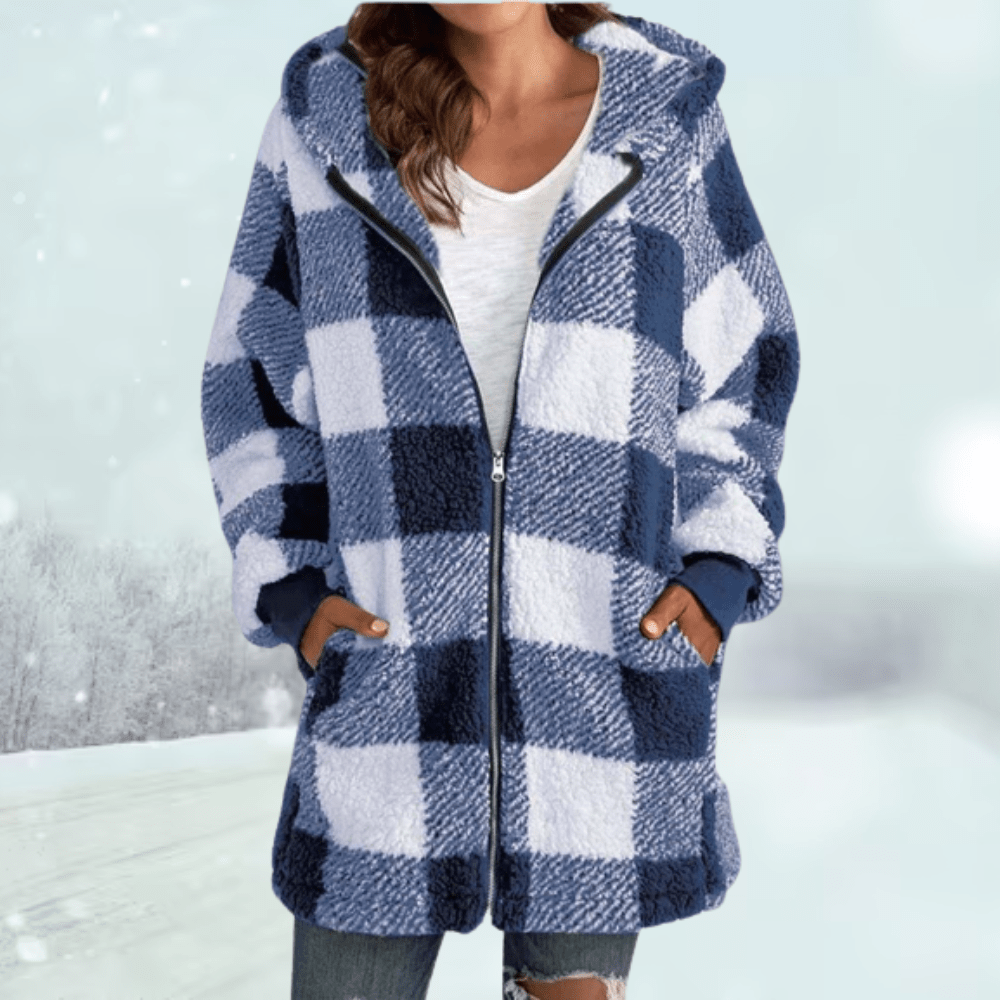 Nathalie - Gemütliche karierte Winterjacke mit Kapuze - Livezo