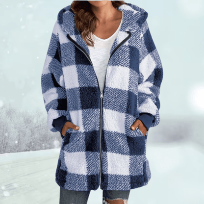 Nathalie - Gemütliche karierte Winterjacke mit Kapuze - Livezo