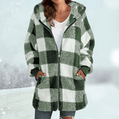 Nathalie - Gemütliche karierte Winterjacke mit Kapuze - Livezo