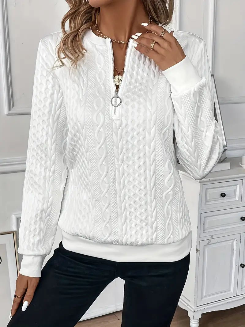 Olivia | Halb - Reißverschluss Strickpullover - Livezo