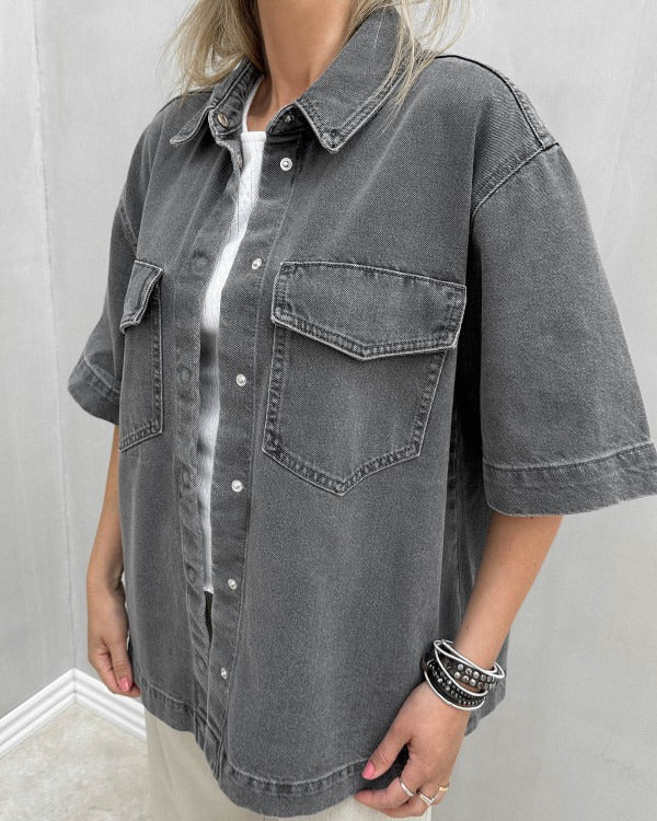Oversized Jeanshemd-Jacke