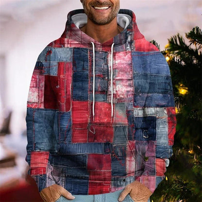 Patchwork Print Hoodie for Men - Harren Cole