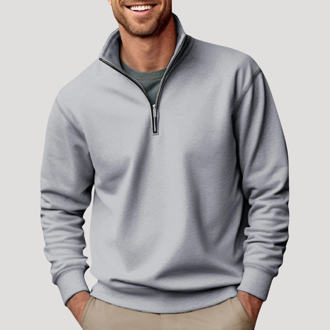 Men's classic sweater shown in a comfortable pullover silhouette