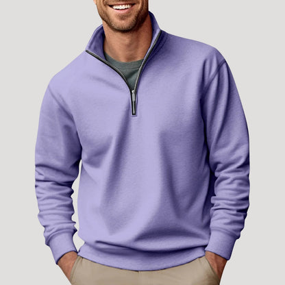 Back view of the classic men's quarter-zip sweater