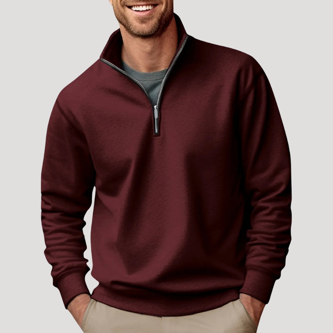 Detailed view of the sweater's ribbed cuffs and hem
