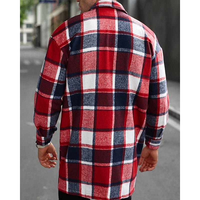 Plaid Shirt Jacket With Chest Pockets - Harren Cole