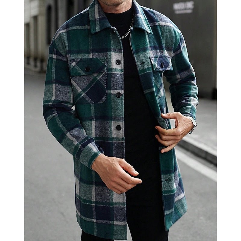 Plaid Shirt Jacket With Chest Pockets - Harren Cole