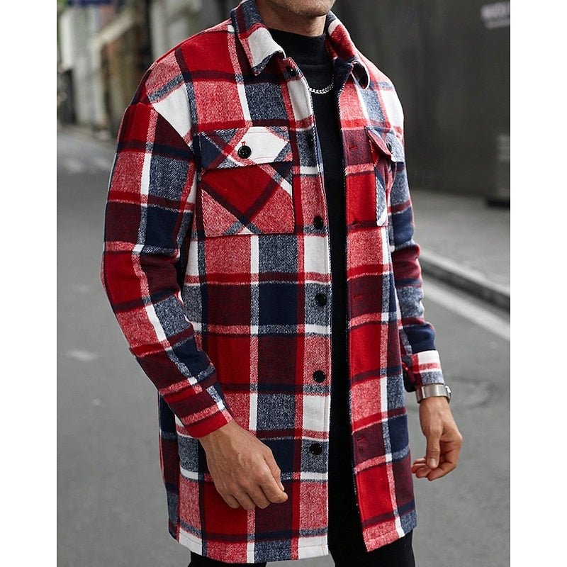 Plaid Shirt Jacket With Chest Pockets - Harren Cole