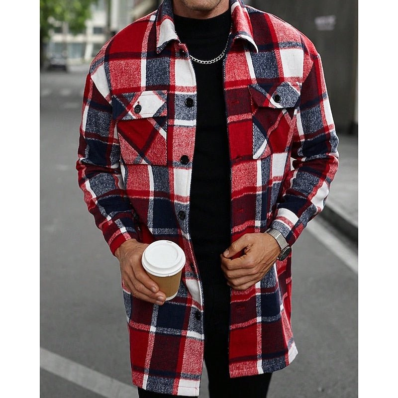 Plaid Shirt Jacket With Chest Pockets - Harren Cole