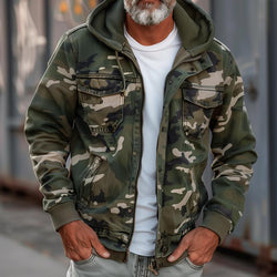 Men’s Camouflage Zip Hoodie- Robuster Stil trifft auf ganztägigen Komfort