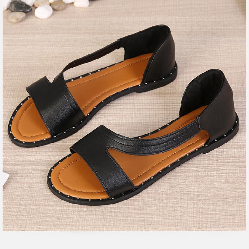 Damen Sandalen mit offener Spitze und flacher Sohle
