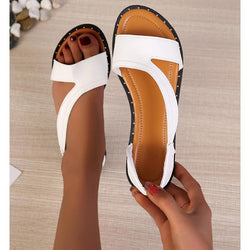 Damen Sandalen mit offener Spitze und flacher Sohle