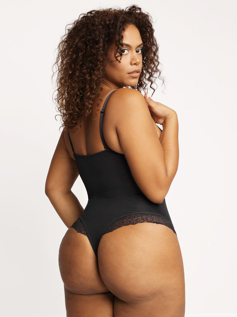 Shapewear Spitze Deep-V-Ausschnitt Body oder Faux-Leder-Röcke