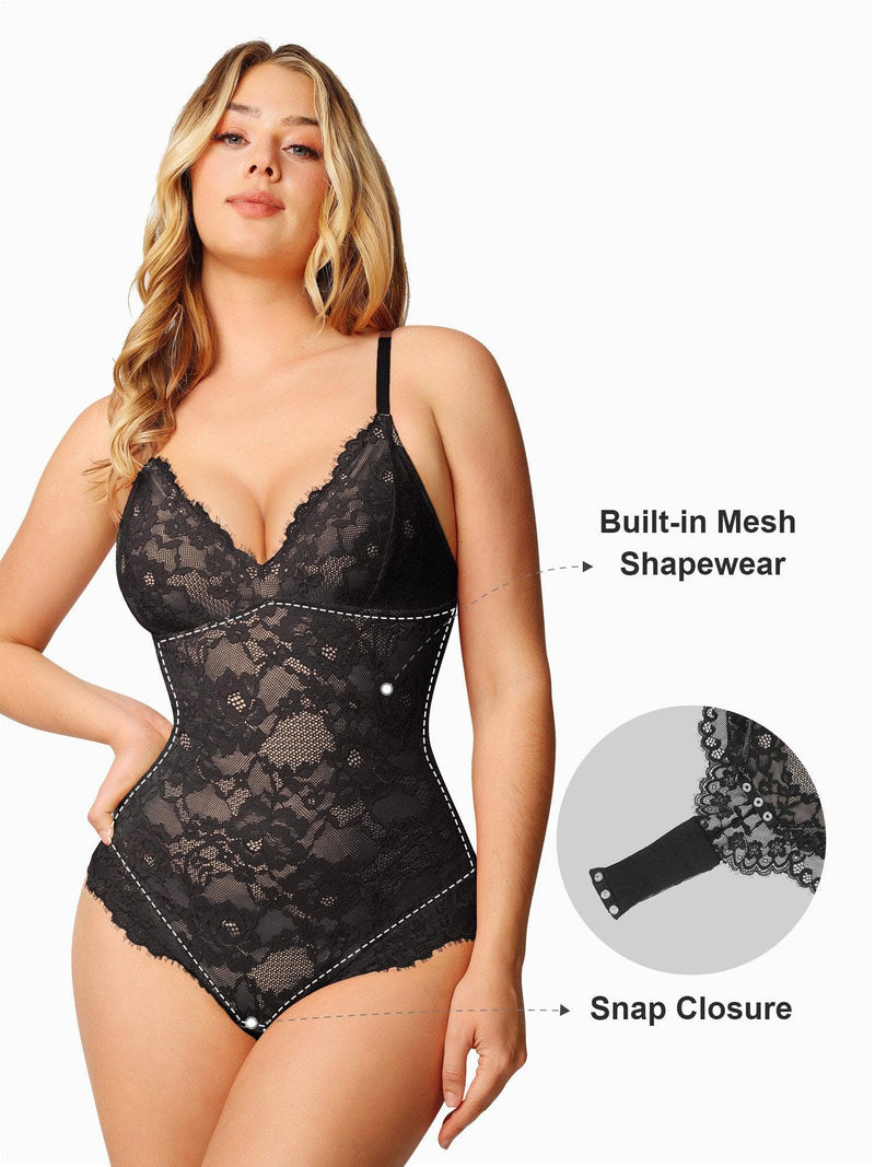 Shapewear Spitze Deep-V-Ausschnitt Body oder Faux-Leder-Röcke