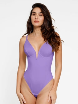 Shapewear-Body mit tiefem V-Ausschnitt, niedrigem Rücken und formendem String-Schnitt
