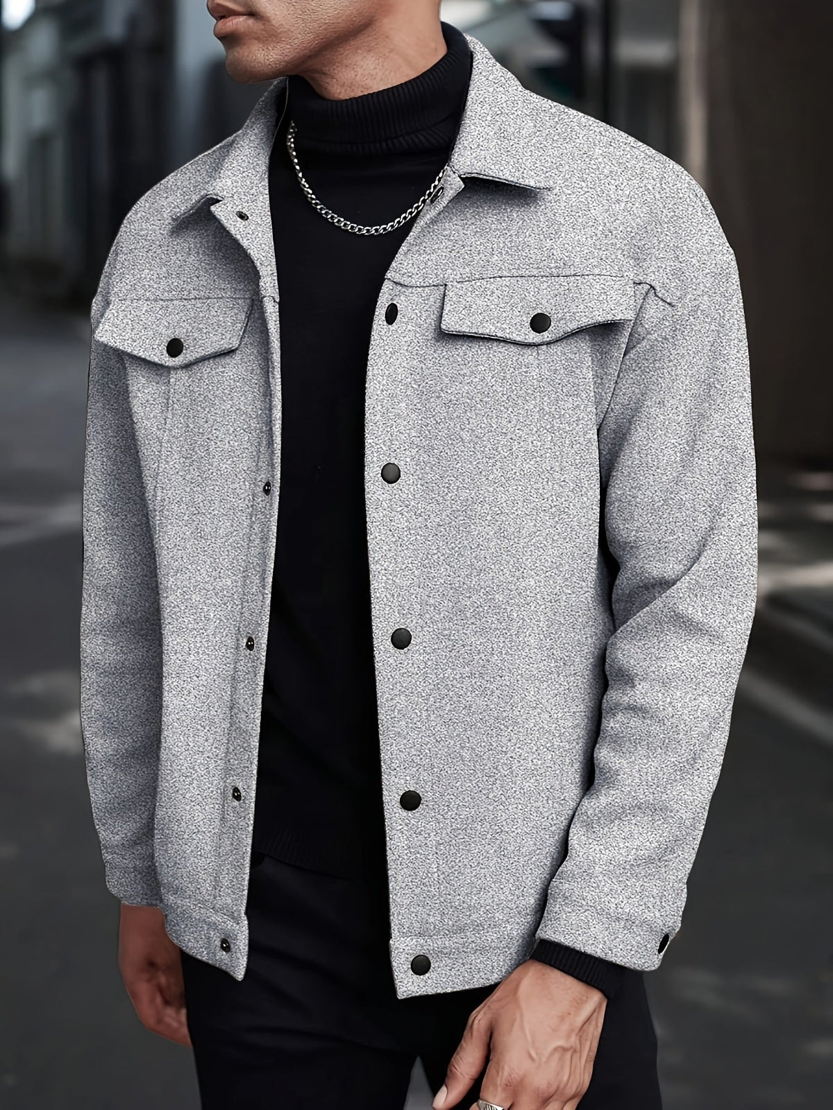 Relaxed Fit Snap Front Jacket - Harren Cole