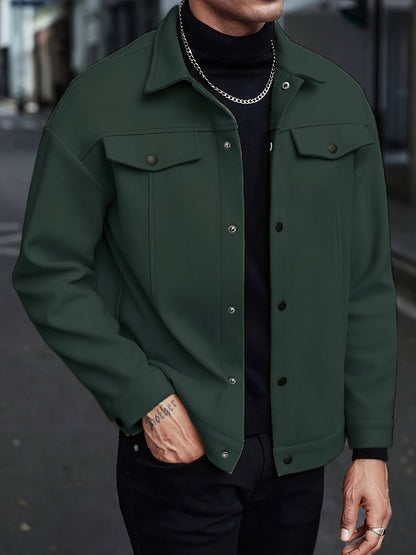 Relaxed Fit Snap Front Jacket - Harren Cole