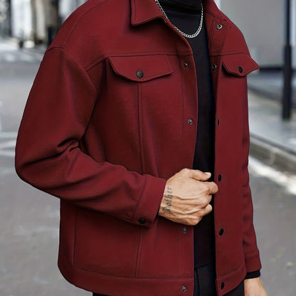 Relaxed Fit Snap Front Jacket - Harren Cole