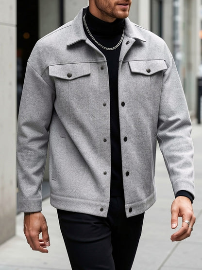 Relaxed Fit Snap Front Jacket - Harren Cole