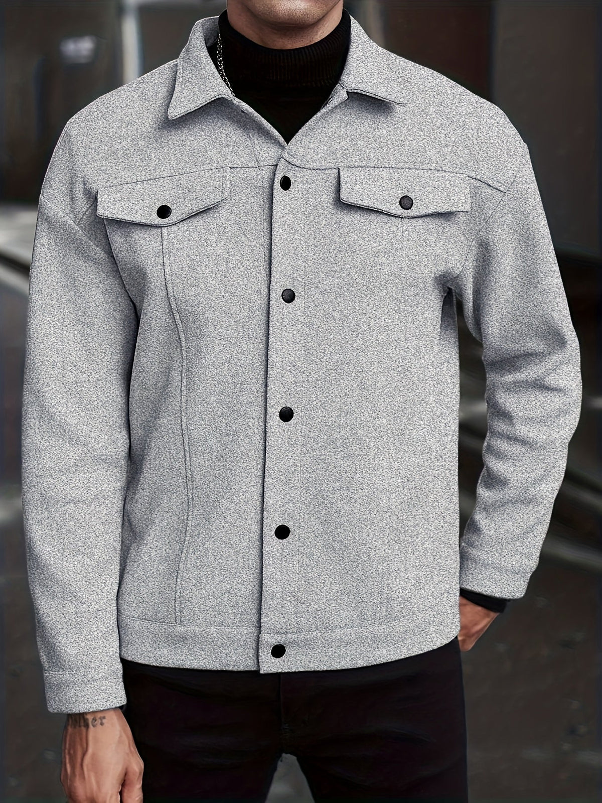 Relaxed Fit Snap Front Jacket - Harren Cole