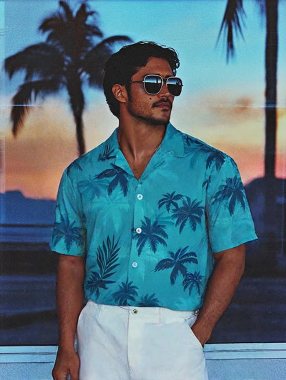 Retro Cat Motif Short Sleeve Shirt - Harren Cole