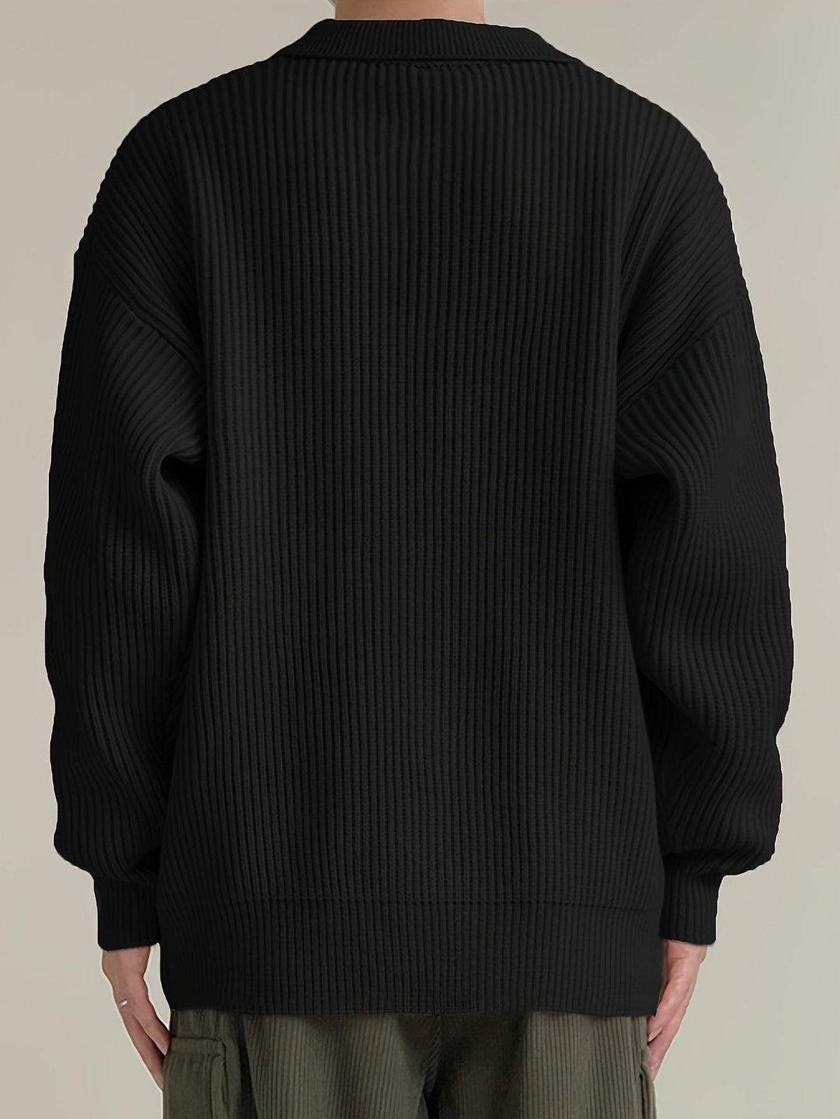 Ribbed Pointed Collar Button Cardigan - Harren Cole