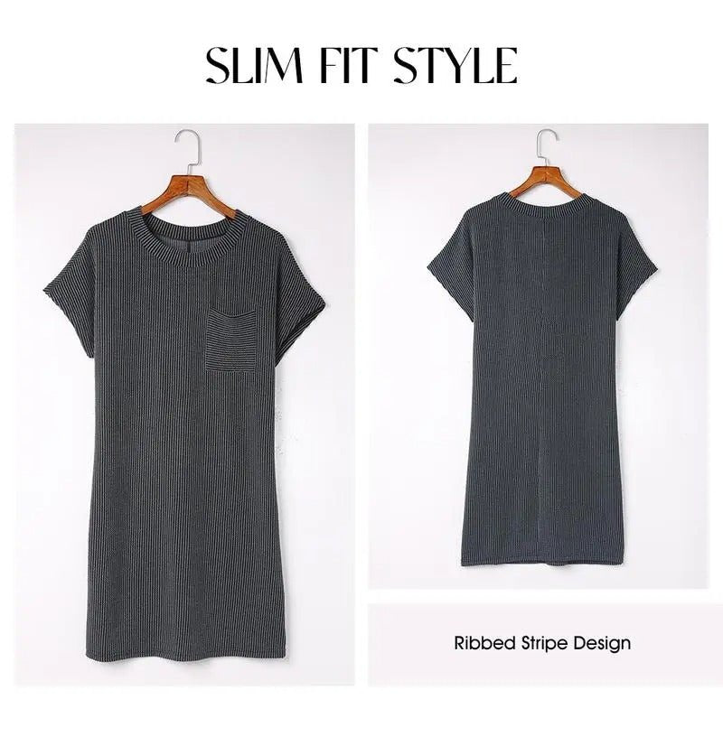 Ribbed Tee Dress - Streifen, Stretch und echter Stil - Livezo