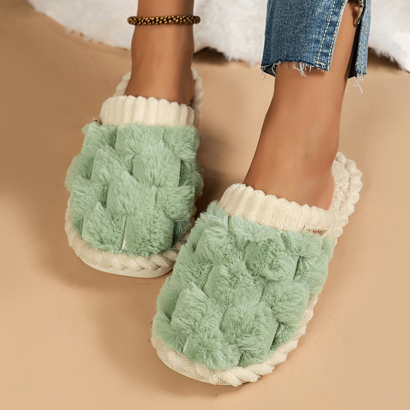 Ricarda - Damen Flauschige Hausschuhe mit Geschlossener Zehenpartie und Weichem Plush - Futter - Livezo