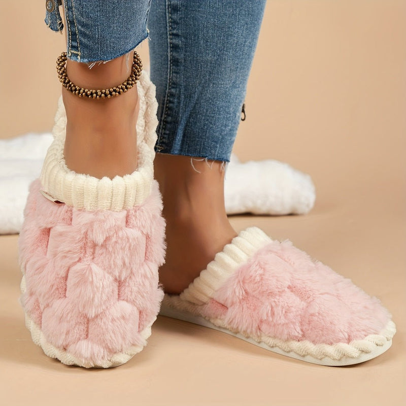 Ricarda - Damen Flauschige Hausschuhe mit Geschlossener Zehenpartie und Weichem Plush - Futter - Livezo