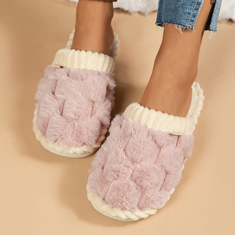 Ricarda - Damen Flauschige Hausschuhe mit Geschlossener Zehenpartie und Weichem Plush - Futter - Livezo