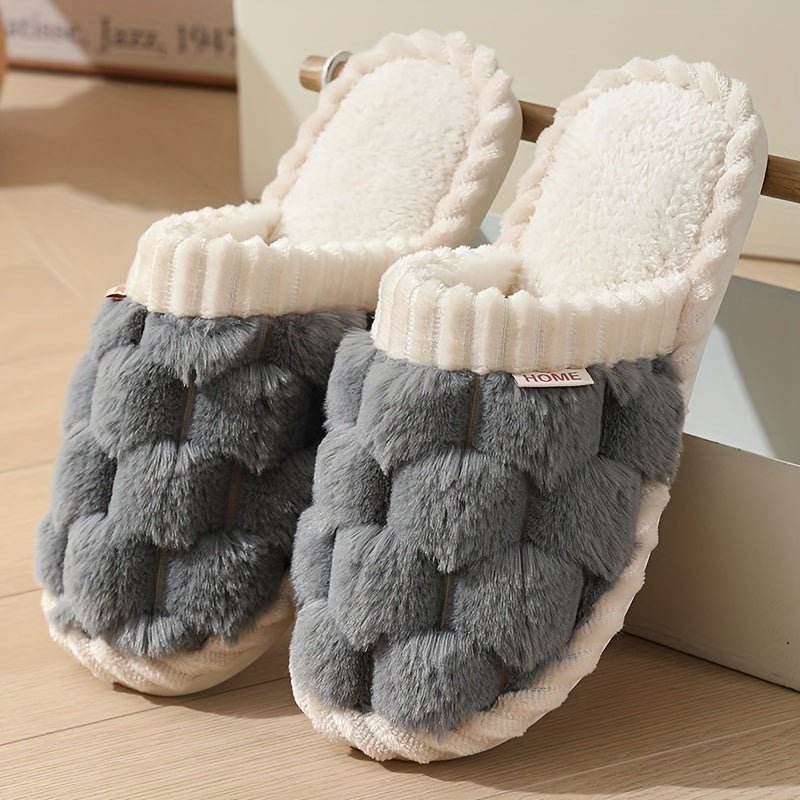 Ricarda - Damen Flauschige Hausschuhe mit Geschlossener Zehenpartie und Weichem Plush - Futter - Livezo