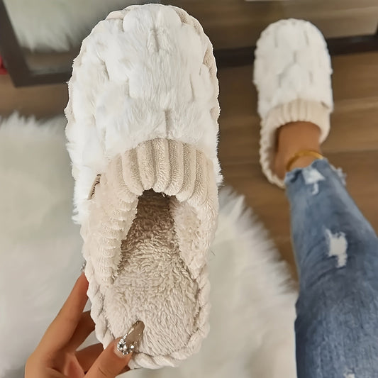 Ricarda - Damen Flauschige Hausschuhe mit Geschlossener Zehenpartie und Weichem Plush - Futter - Livezo