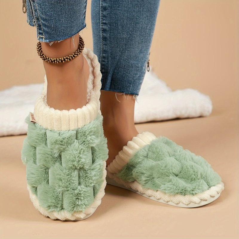 Ricarda - Damen Flauschige Hausschuhe mit Geschlossener Zehenpartie und Weichem Plush - Futter - Livezo