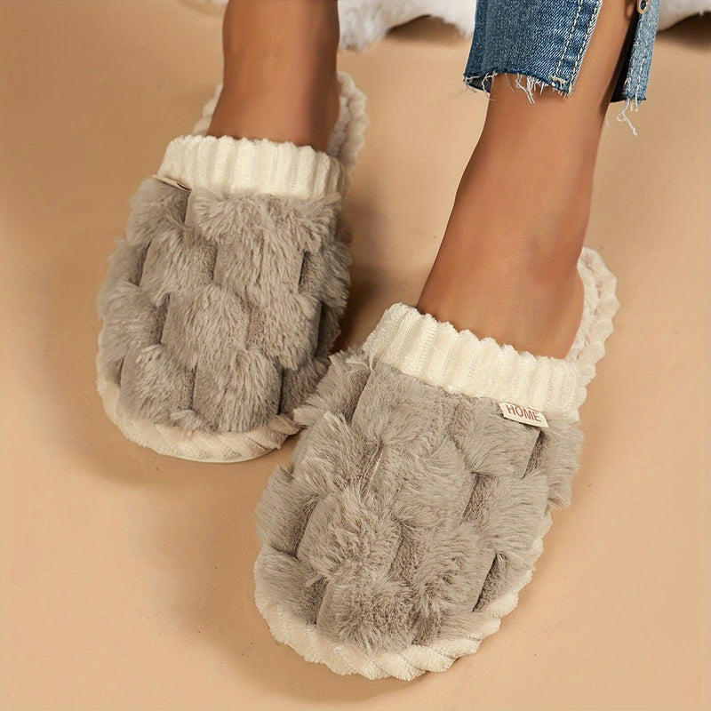 Ricarda - Damen Flauschige Hausschuhe mit Geschlossener Zehenpartie und Weichem Plush - Futter - Livezo