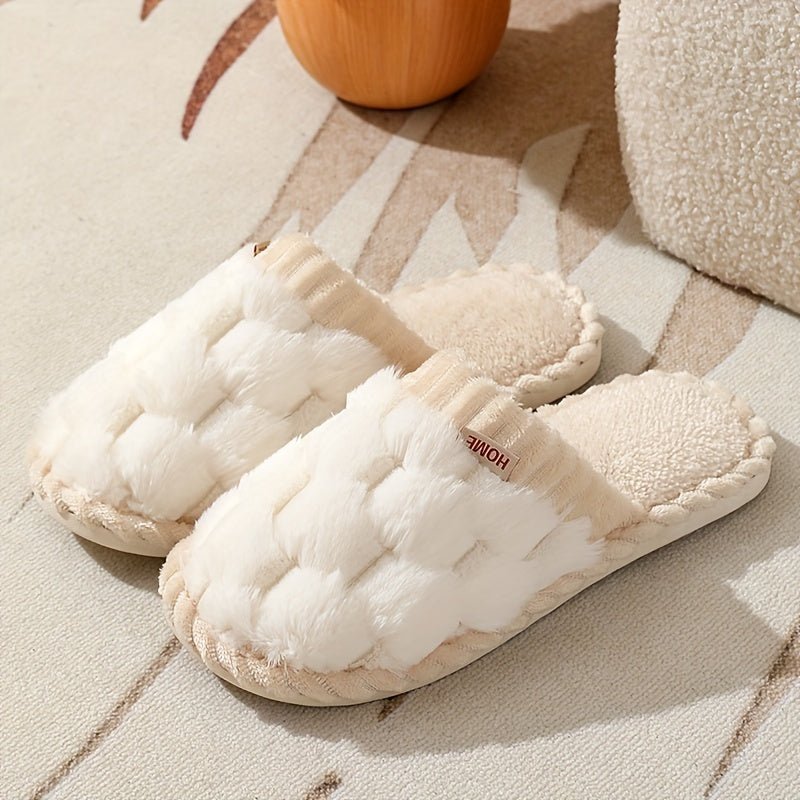 Ricarda - Damen Flauschige Hausschuhe mit Geschlossener Zehenpartie und Weichem Plush - Futter - Livezo