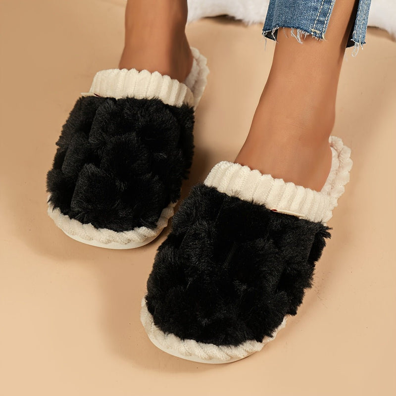 Ricarda - Damen Flauschige Hausschuhe mit Geschlossener Zehenpartie und Weichem Plush - Futter - Livezo