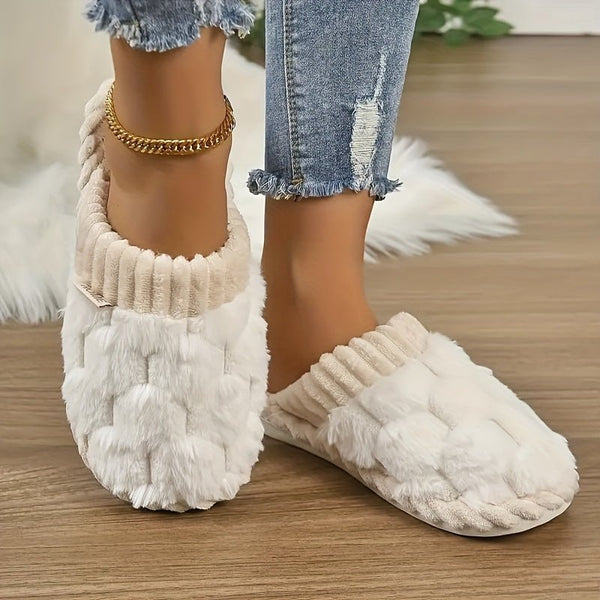 Ricarda - Damen Flauschige Hausschuhe mit Geschlossener Zehenpartie und Weichem Plush - Futter - Livezo