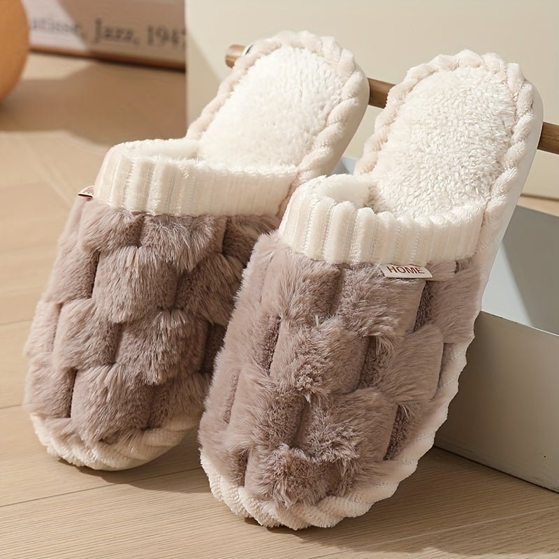 Ricarda - Damen Flauschige Hausschuhe mit Geschlossener Zehenpartie und Weichem Plush - Futter - Livezo