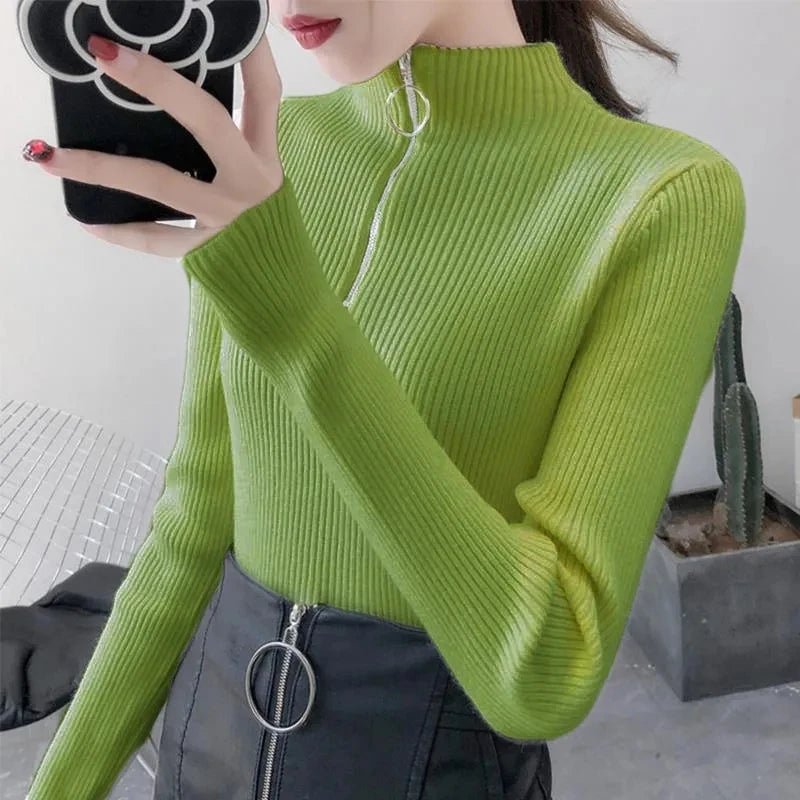 Rita - Damen Pullover mit halbem Reißverschluss und hohem Ausschnitt - Livezo