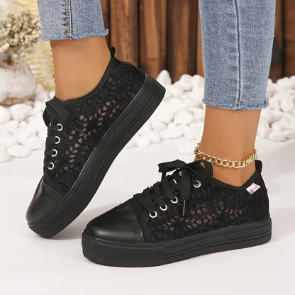 Rosmarie - Damen - Spitzen - Plattform - Sneaker - Livezo