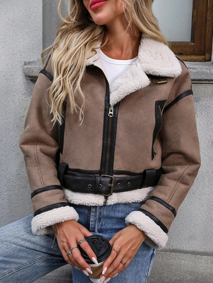 Samt Kurzjacke mit Reißverschlussdetail - Livezo