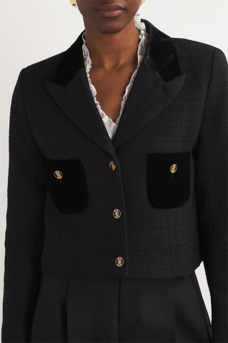 Samtblazer mit Metallknopf - Details - Livezo