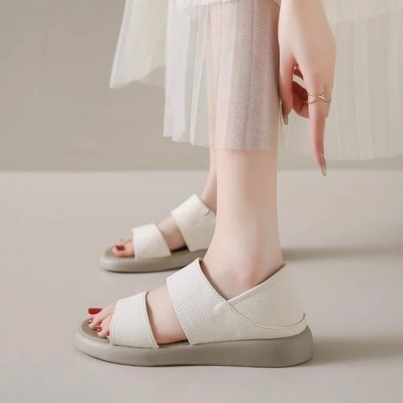 Sandalen aus echtem Leder mit dicker Sohle zum Hineinschlüpfen für jeden Tag - Livezo